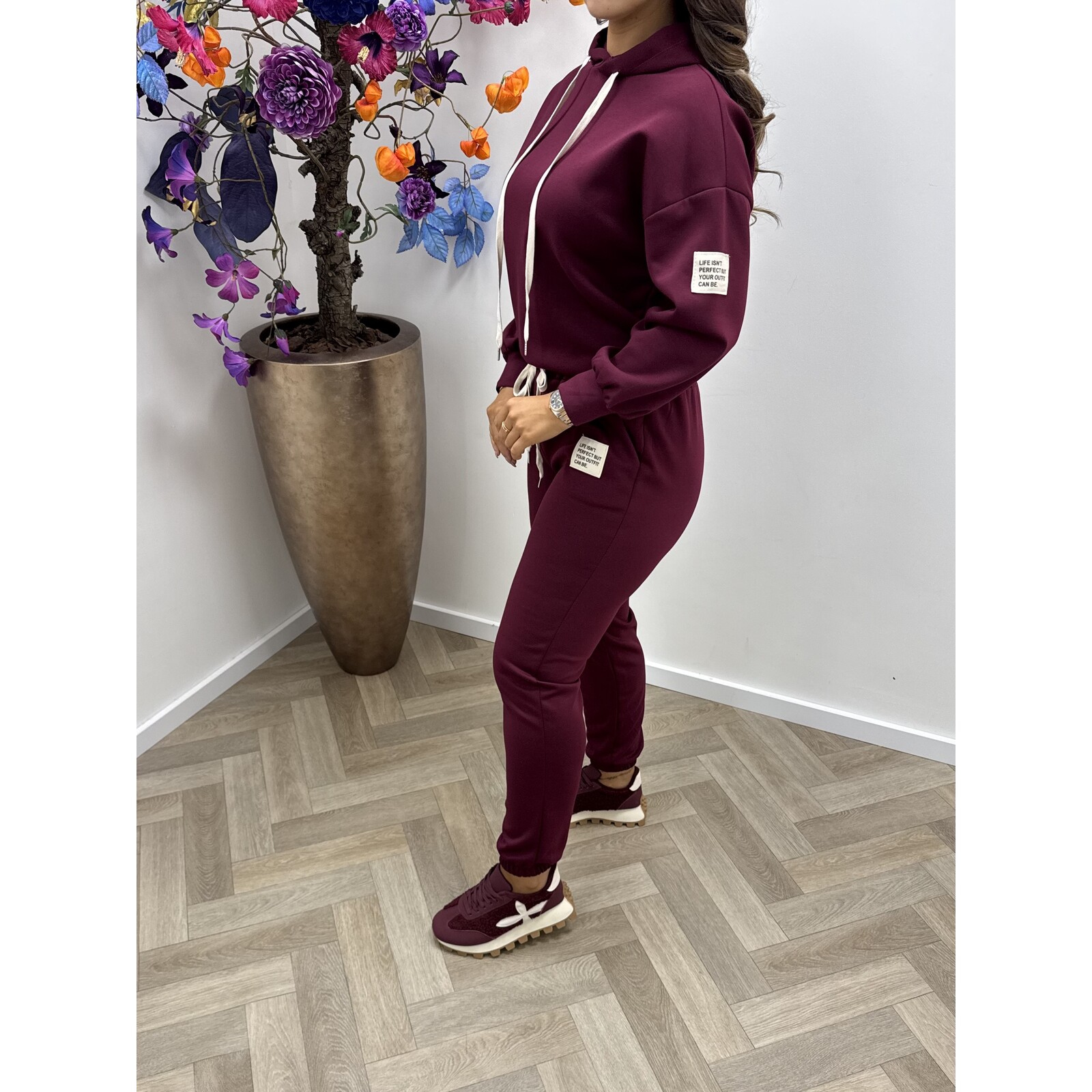 Joggingsset Embleem White Bordeaux