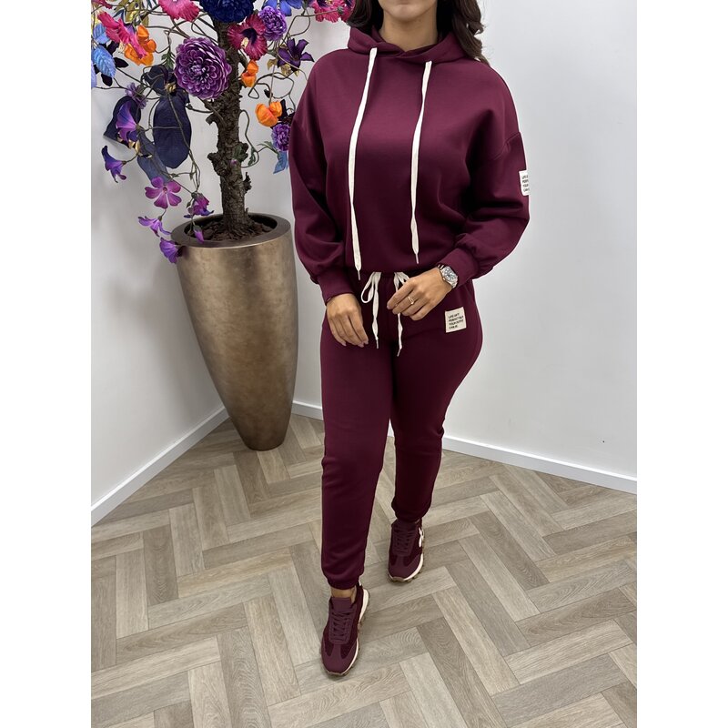 Joggingsset Embleem White Bordeaux
