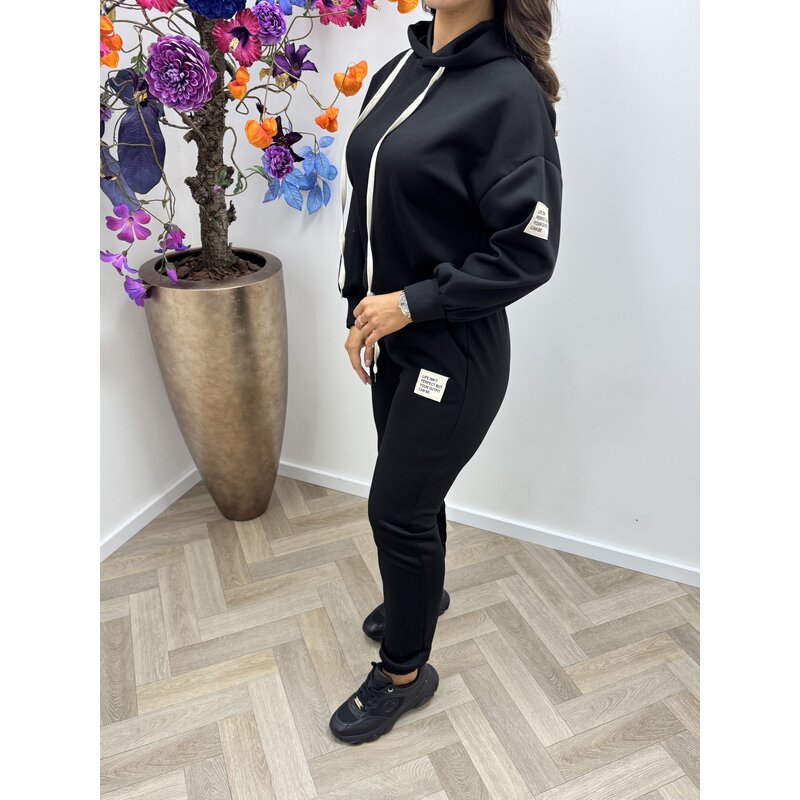 Joggingsset Embleem White  Black