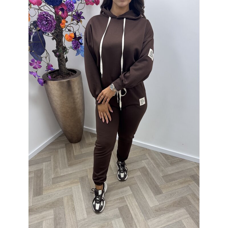 Joggingsset Embleem White Choco