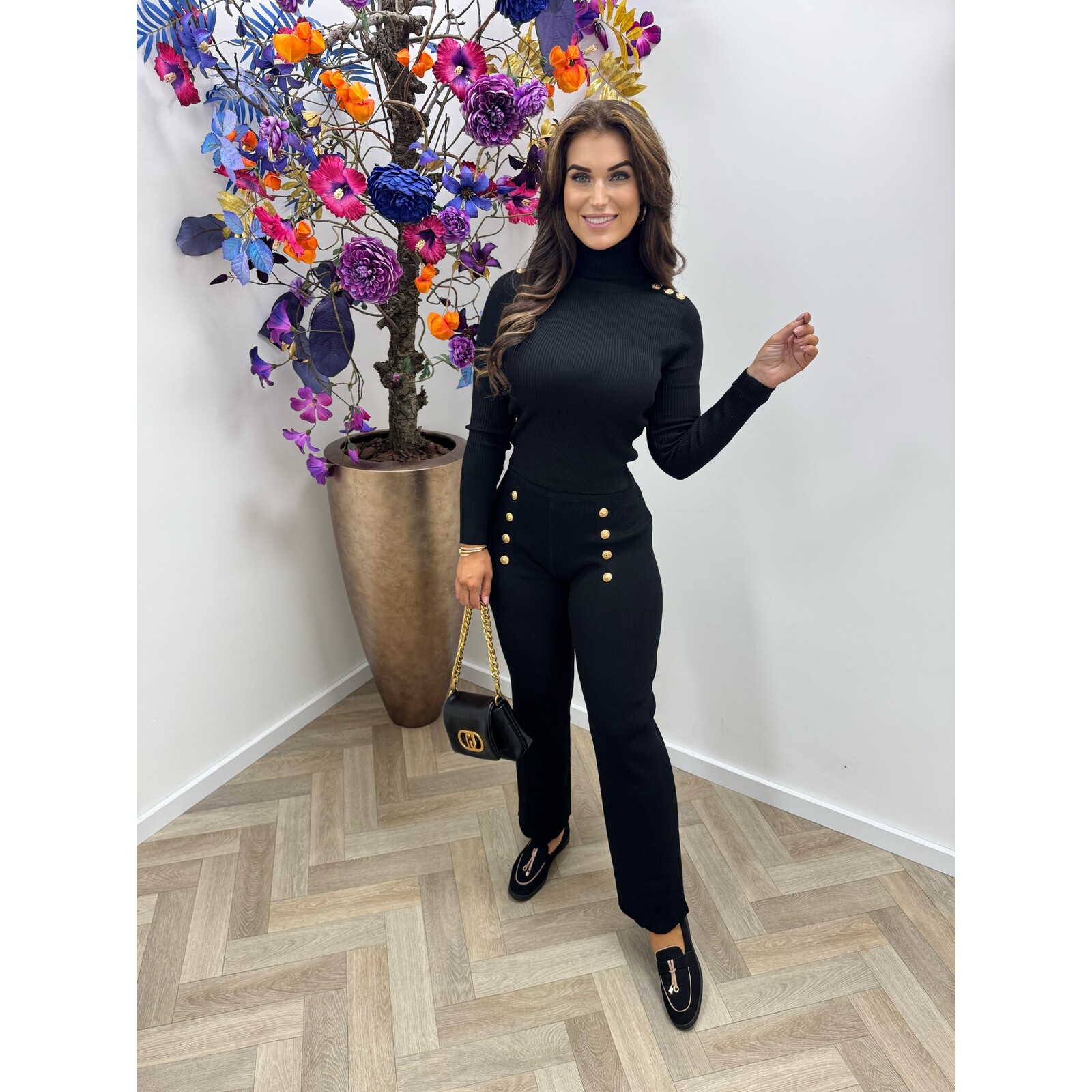 2 Delige Set Button Gold Black PM8572