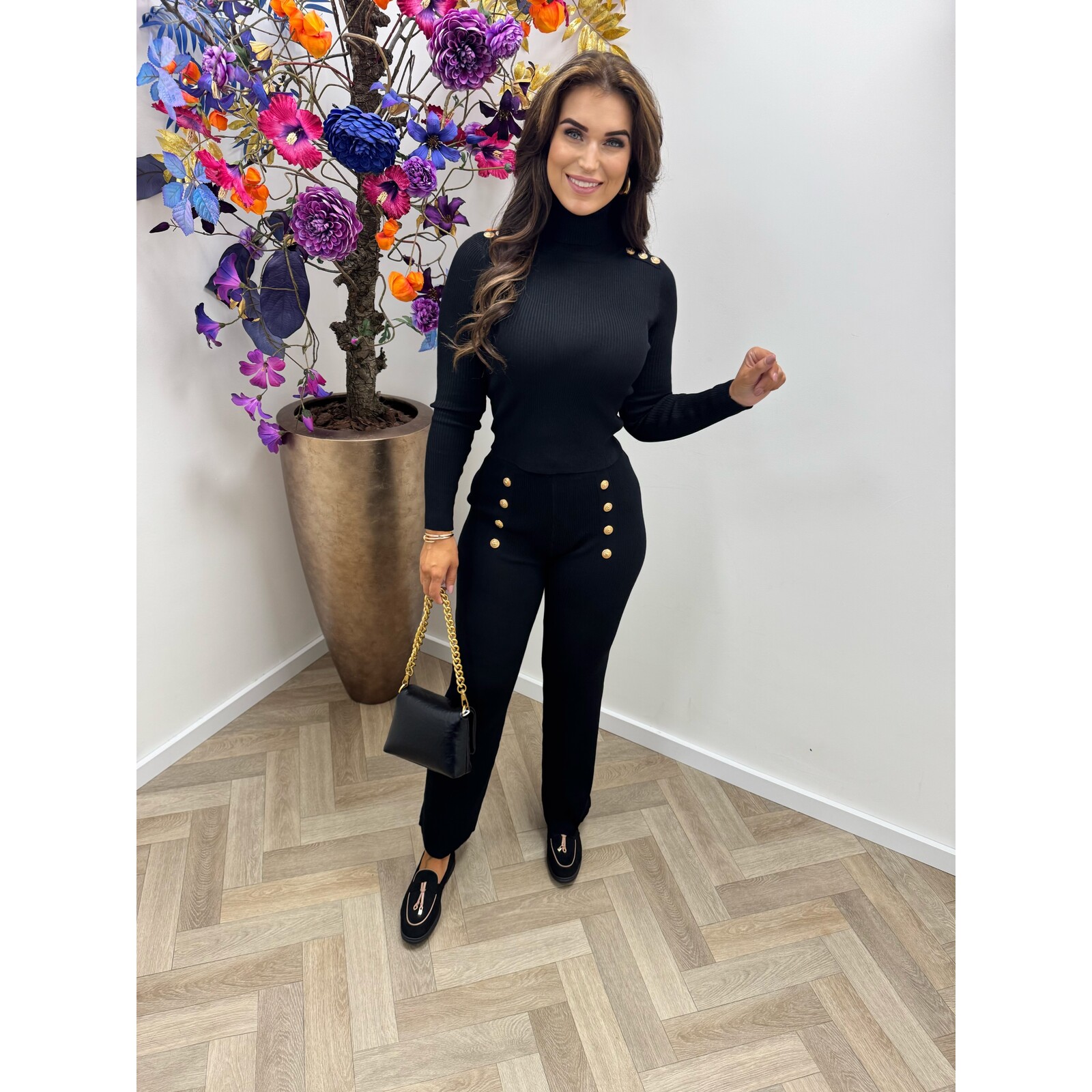 2 Delige Set Button Gold Black PM8572