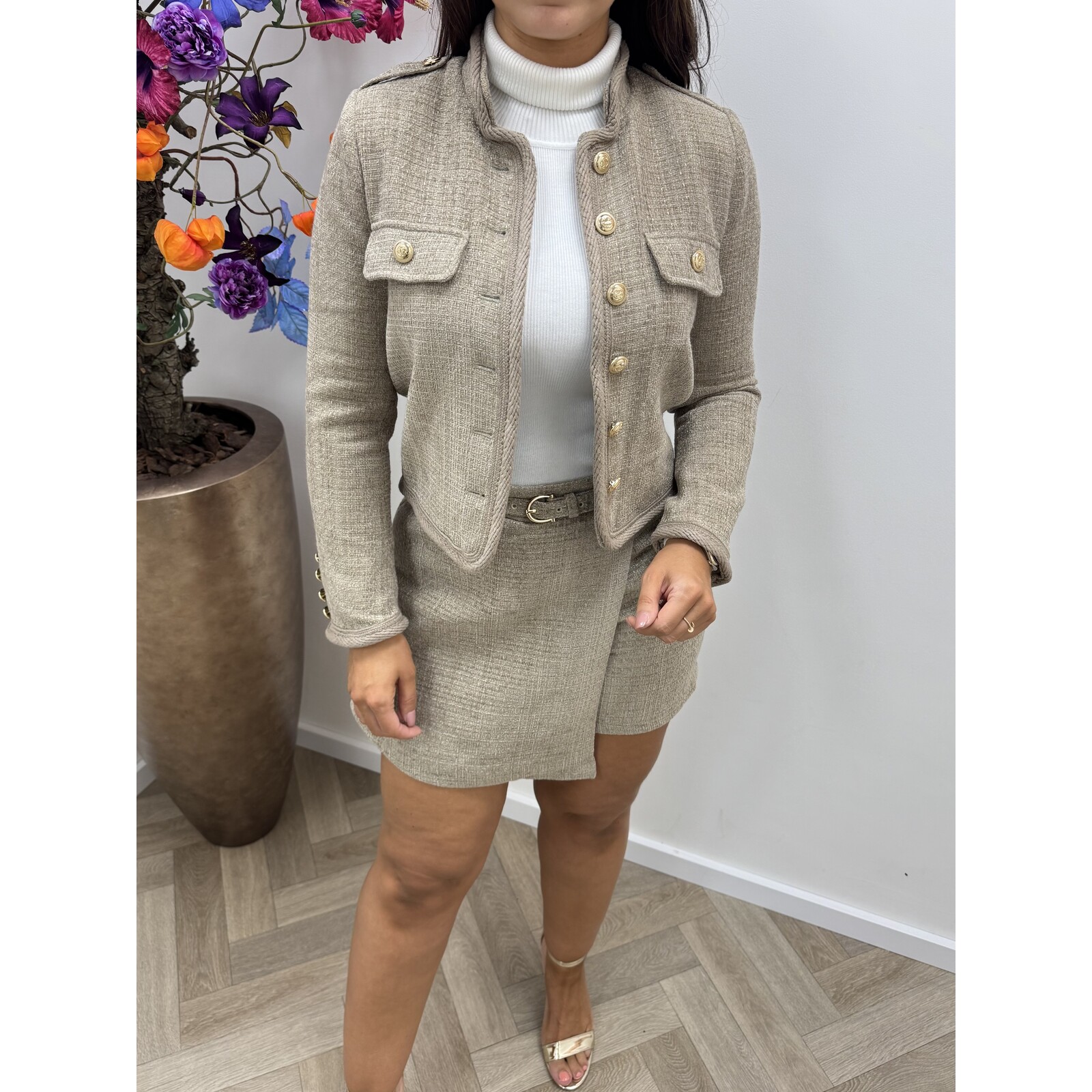 Blazer Tweed button Linn V316 Sage Green