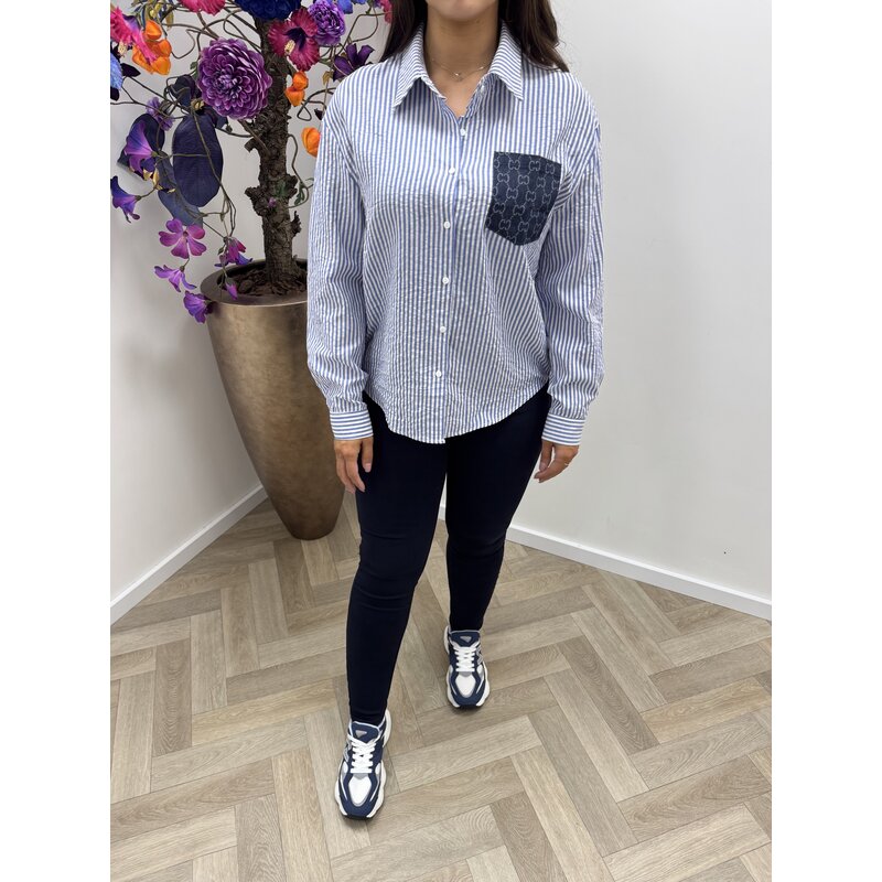 Blouse Designer Stripes CY5230B Blue