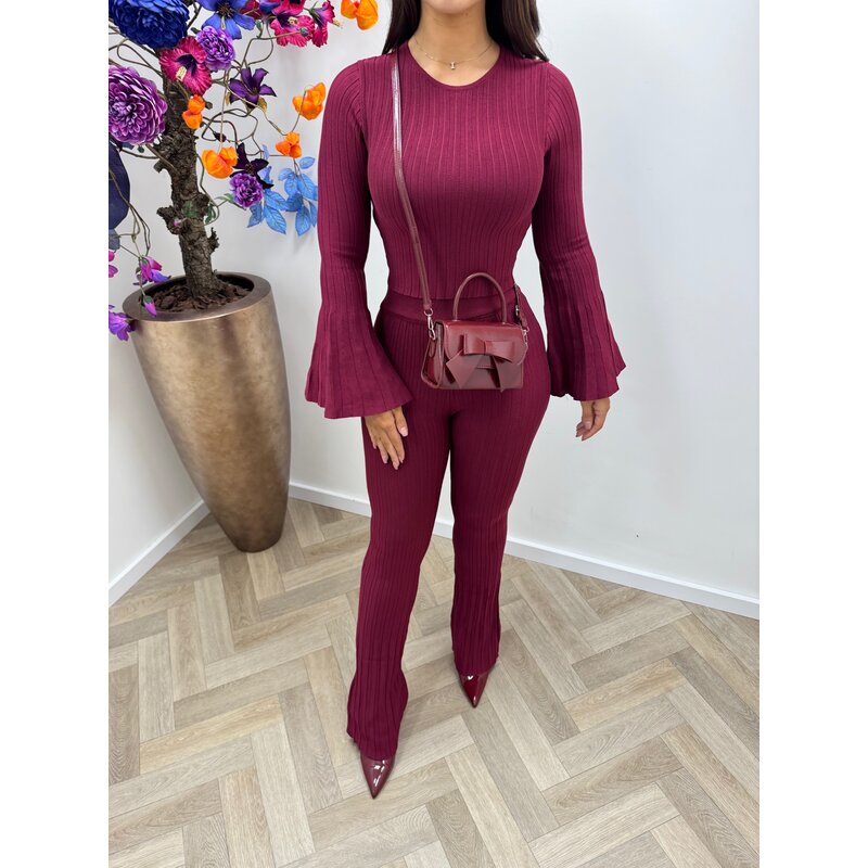 2 Delige Rib set Flair 95103  Bordeaux