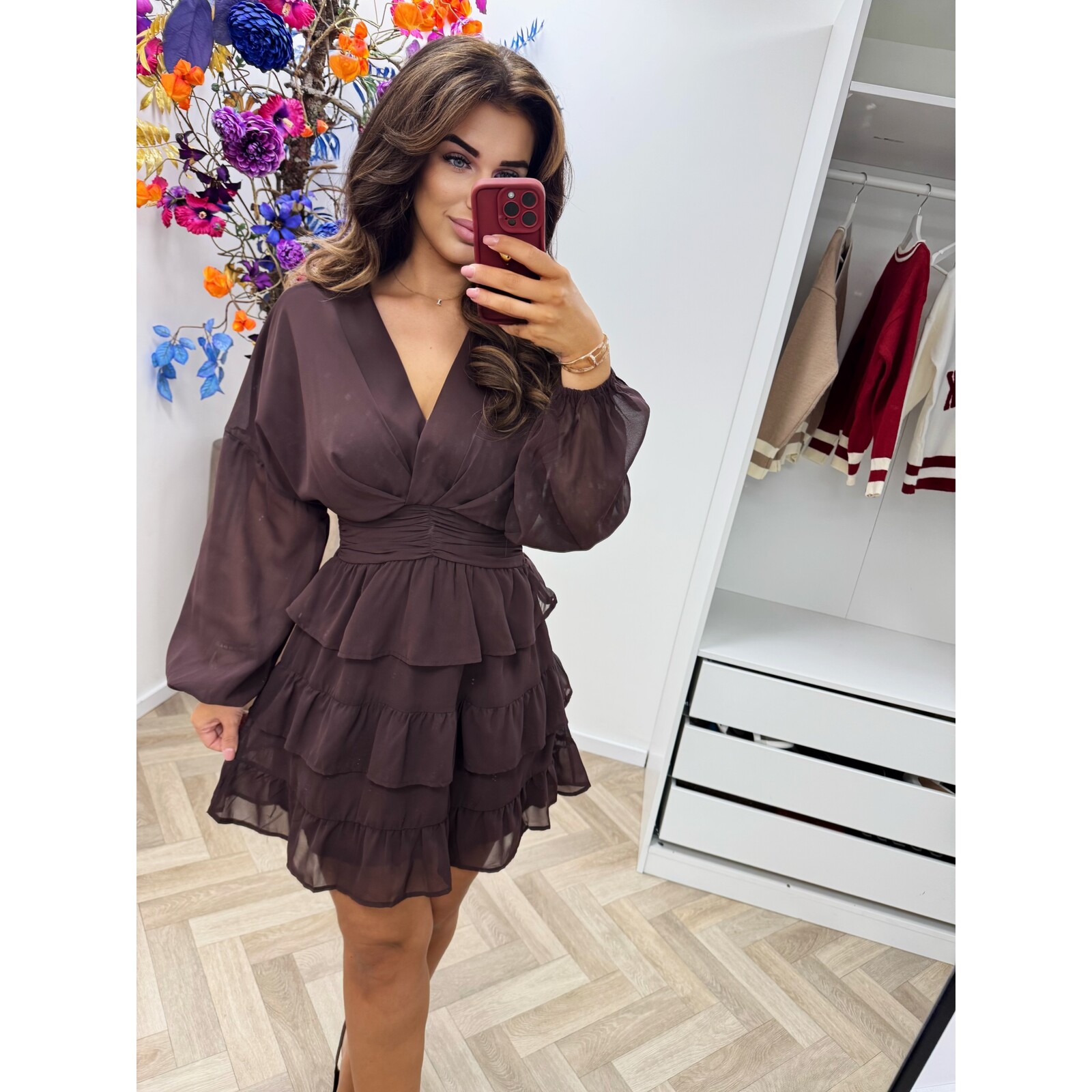 Dress Chique ruffle 5478 Choco