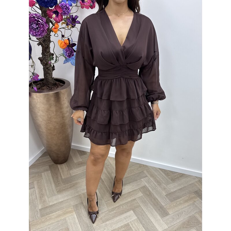 Dress Chique ruffle 5478 Choco