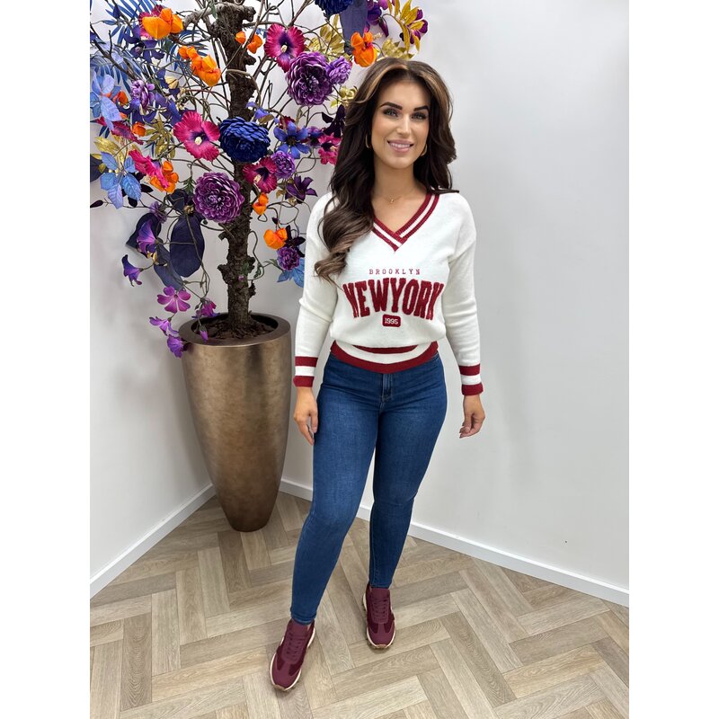 Trui New York Jolio White Bordeaux 8351