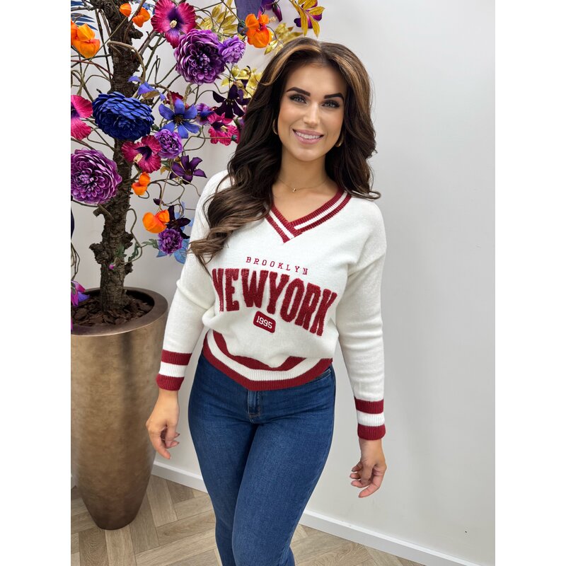 Trui New York Jolio White Bordeaux 8351