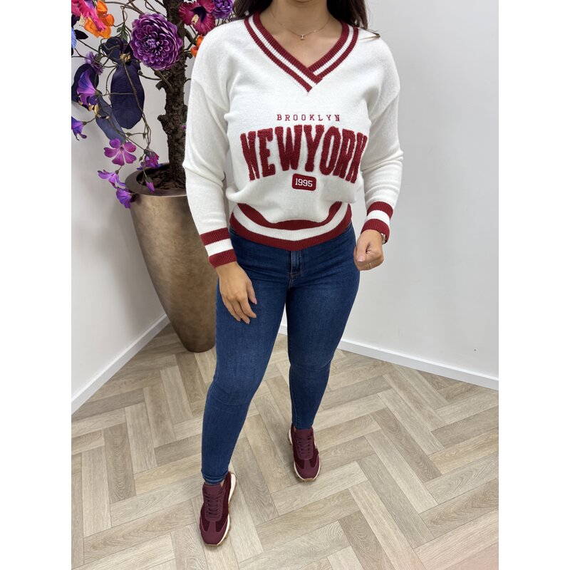 Trui New York Jolio White Bordeaux 8351