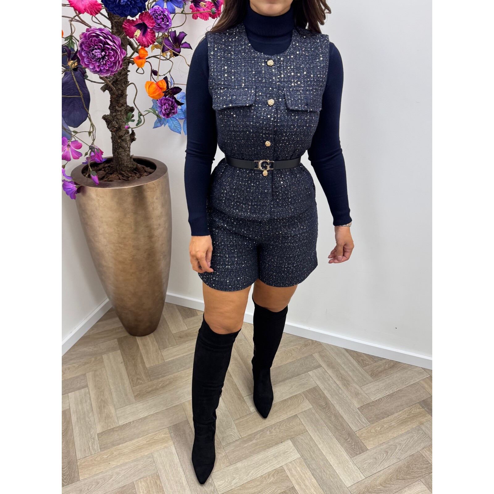 Gilet Tweed Glitter 5160 Navy