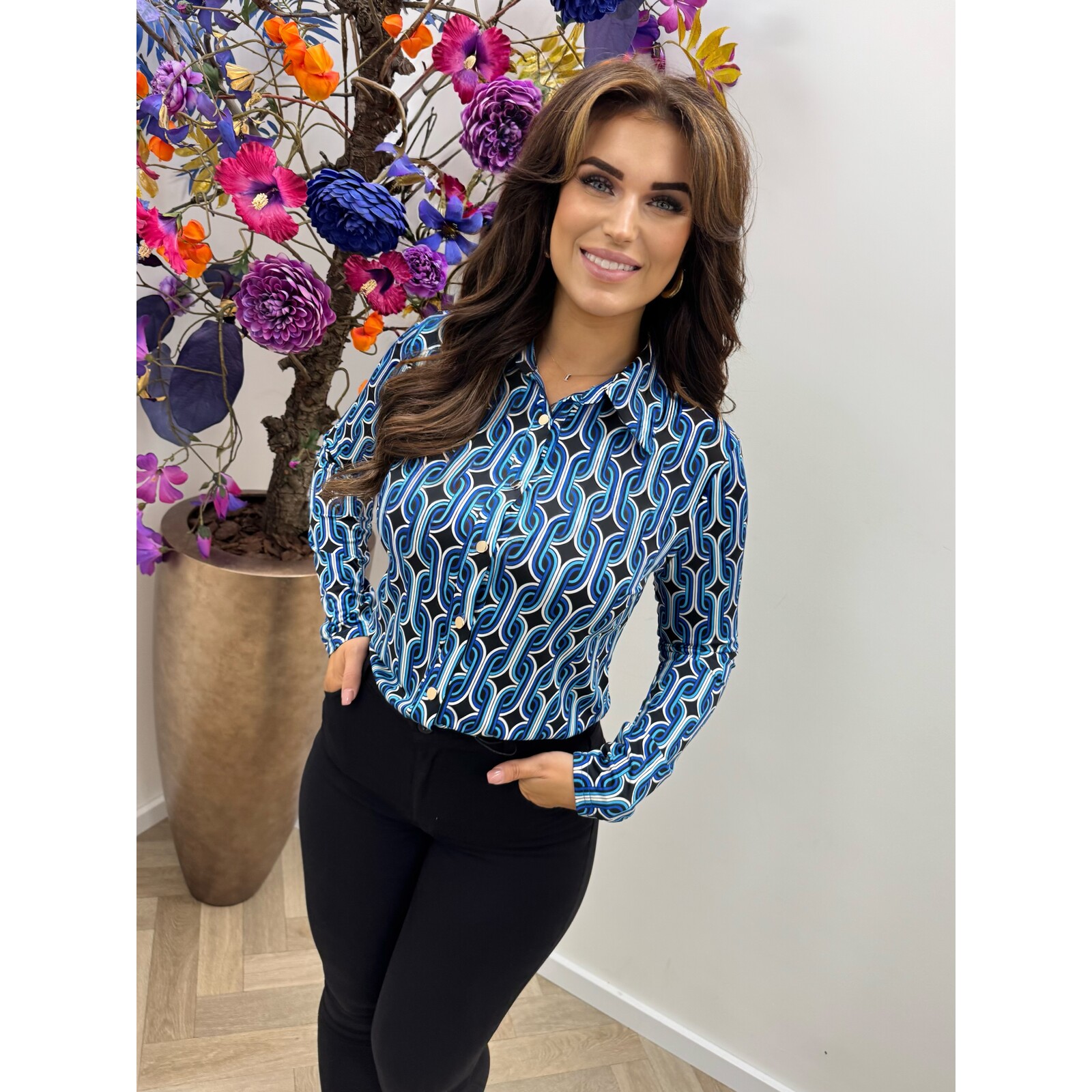 Travel Blouse By Swan Round HS7821 Blue