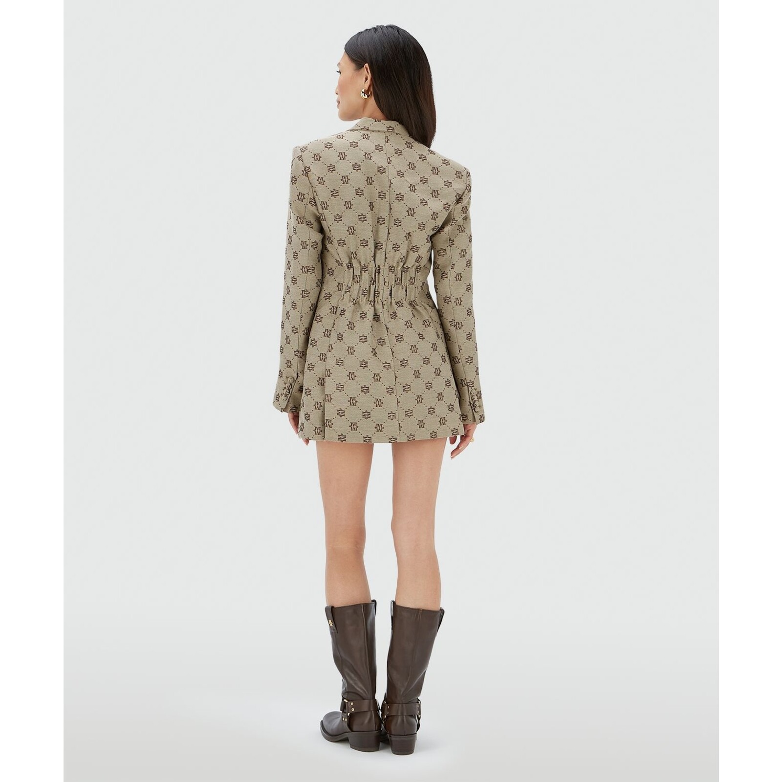 JoshV ESTRELLA oversized blazerjurk met lurex Dark Brown JoshV