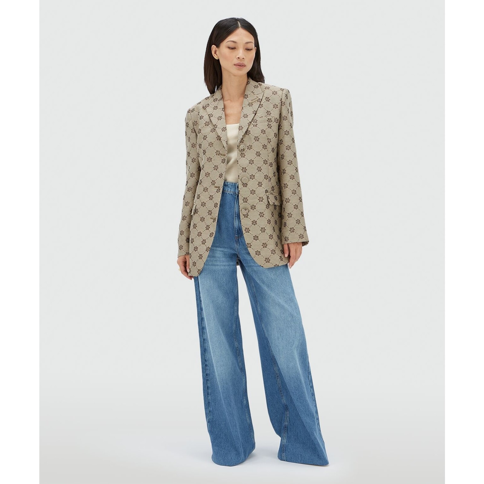 JoshV ESTRELLA oversized blazerjurk met lurex Dark Brown JoshV