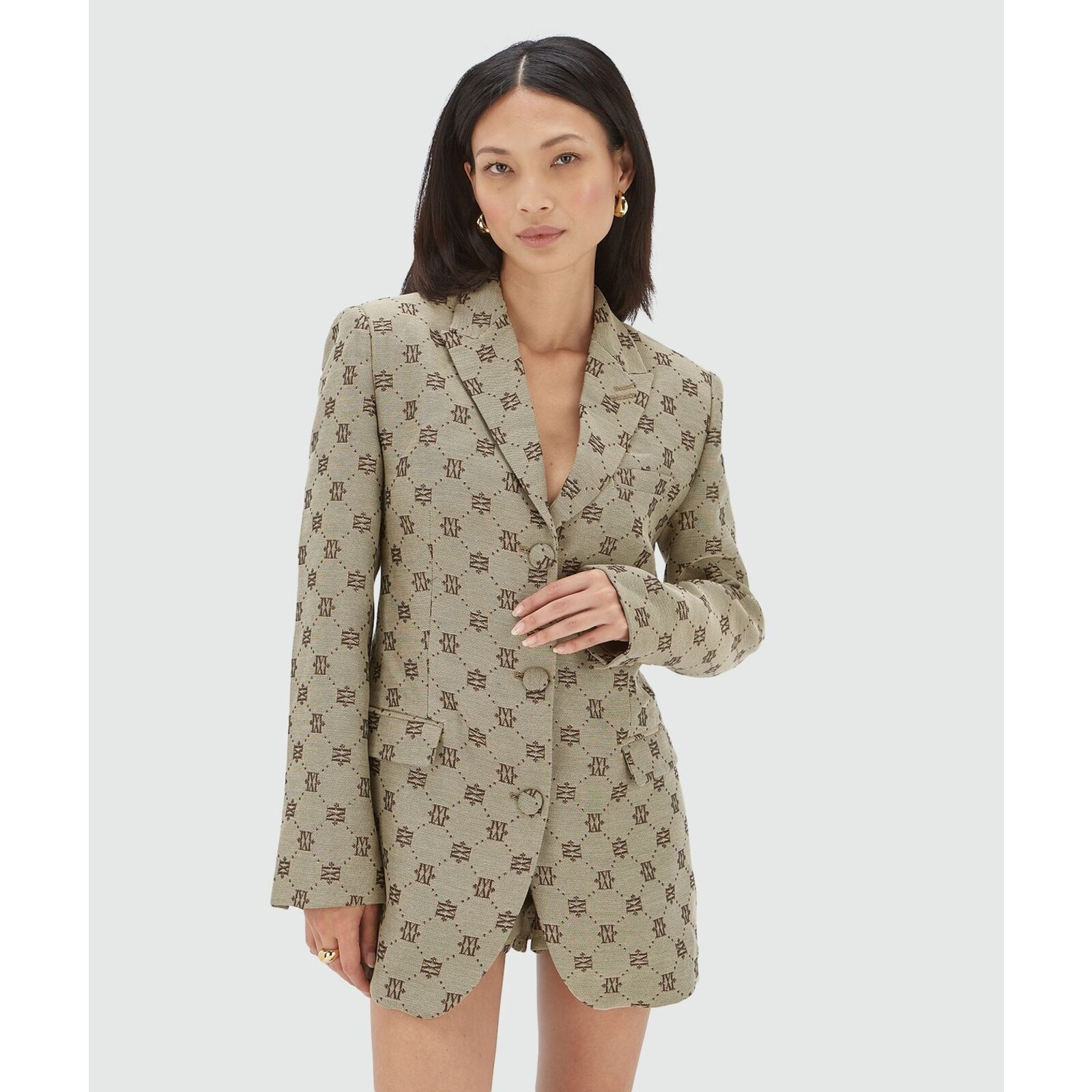 JoshV ESTRELLA oversized blazerjurk met lurex Dark Brown JoshV