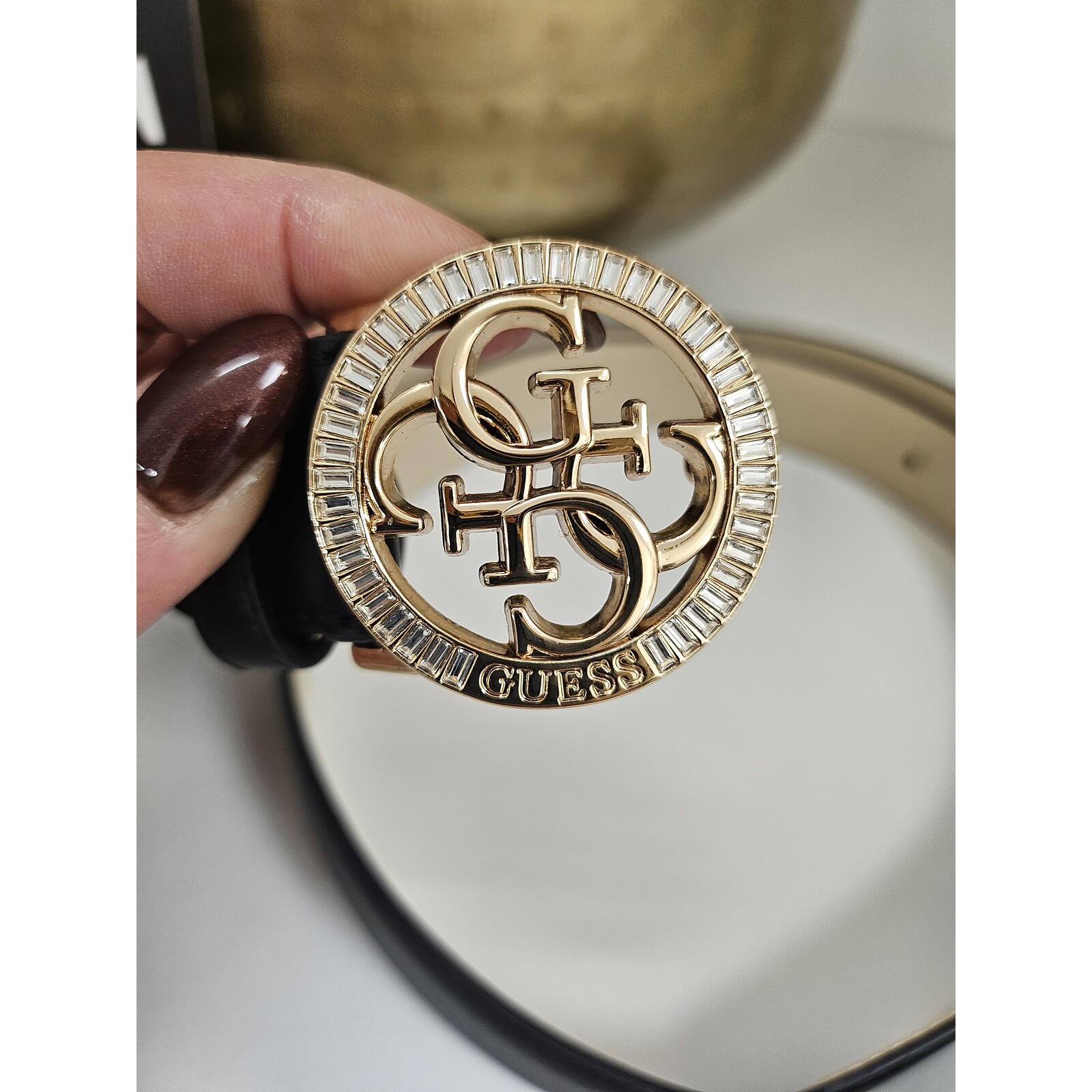 Guess Belt Round Diamonds Black Guess 822