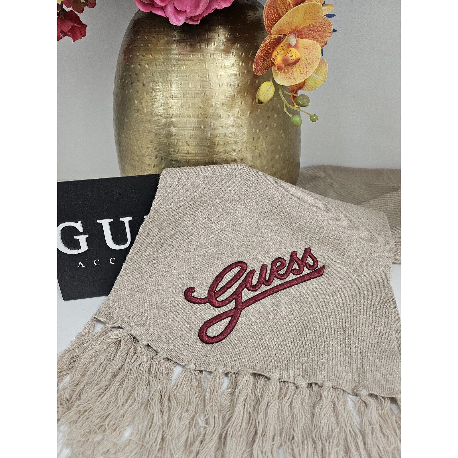 Guess Sjaal Guess Logo Beige Wine 824