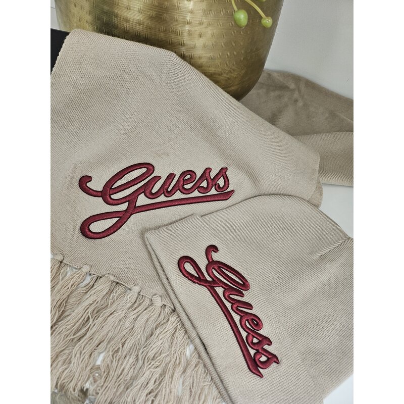 Sjaal Guess Logo Beige Wine 824
