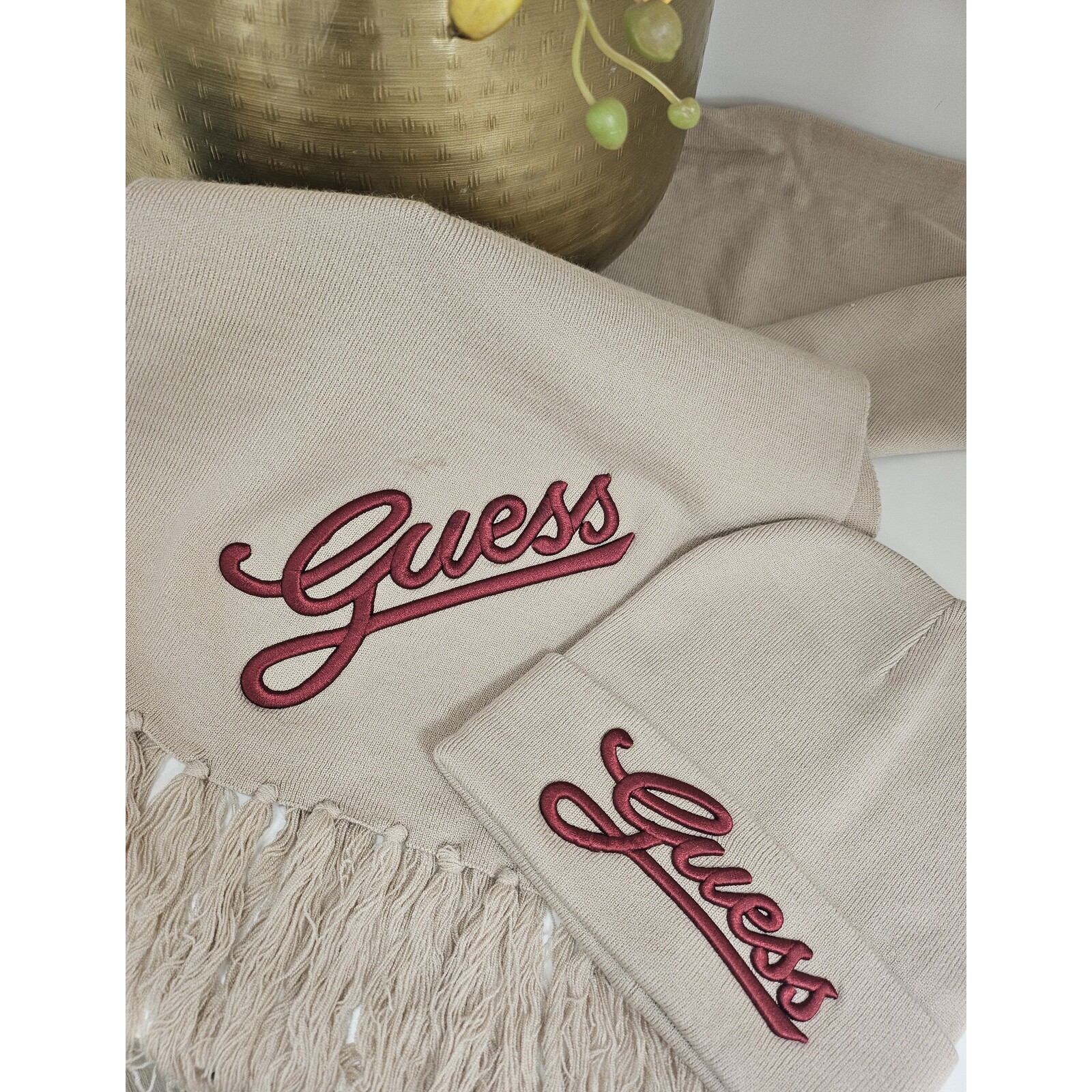 Guess Muts Guess Logo Beige Wine 849