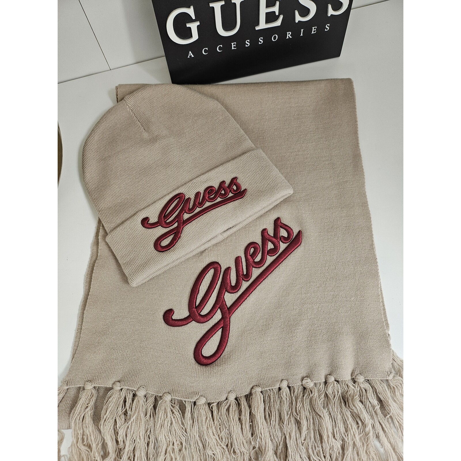 Guess Muts Guess Logo Beige Wine 849