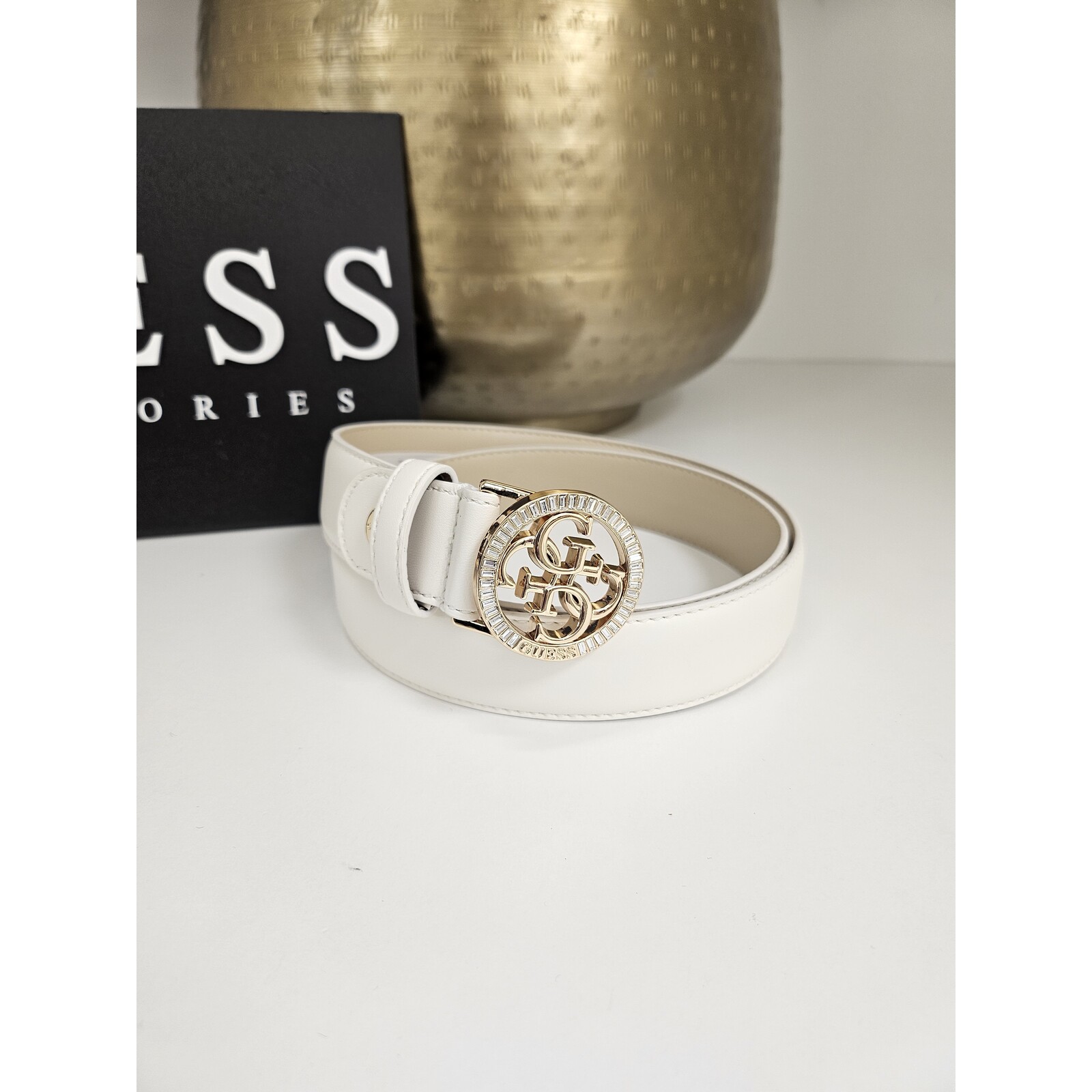 Guess Belt Round Diamonds Off White Guess 935