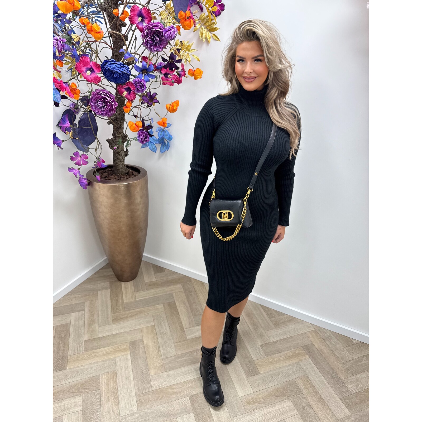 Long col dress black PM8583