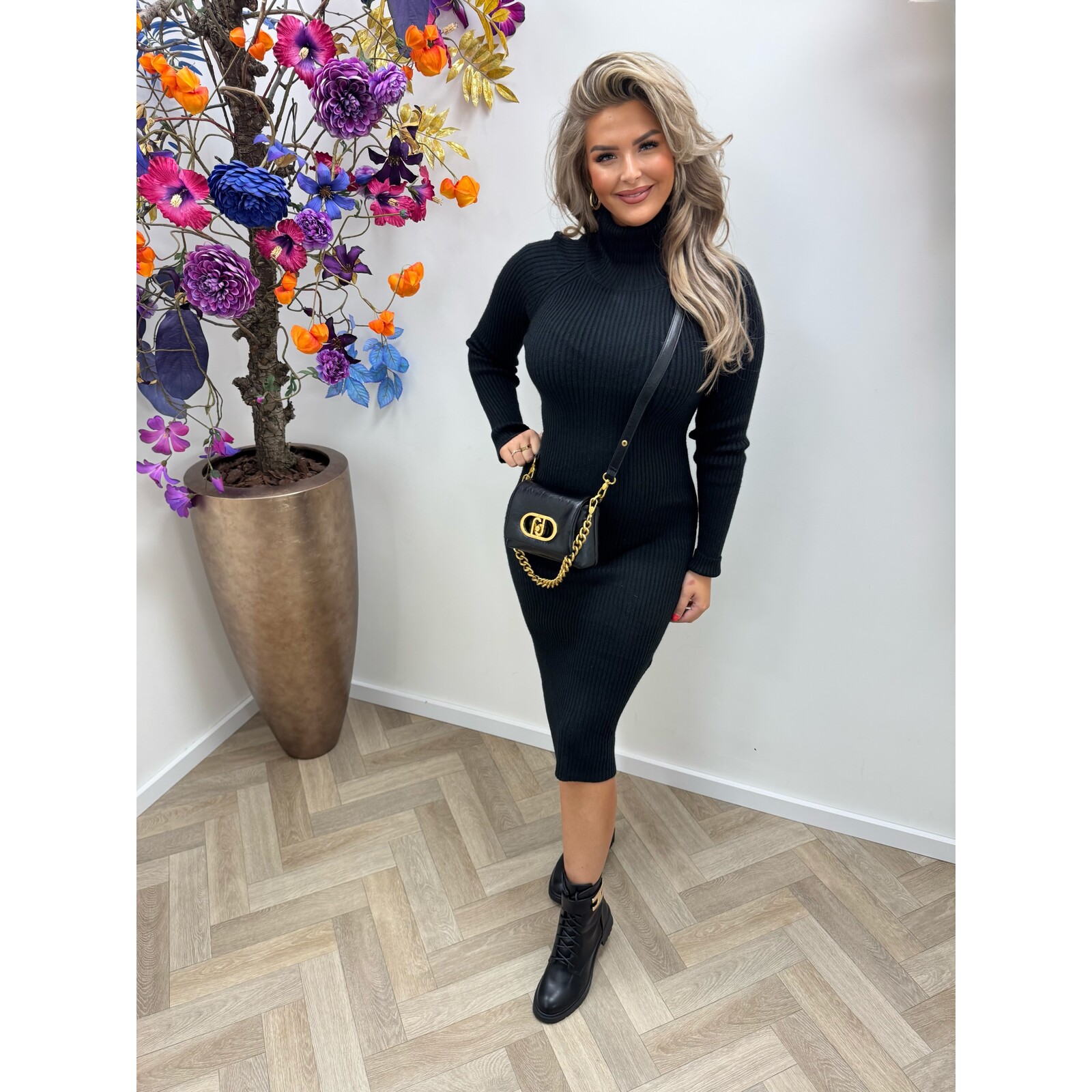 Long col dress black PM8583