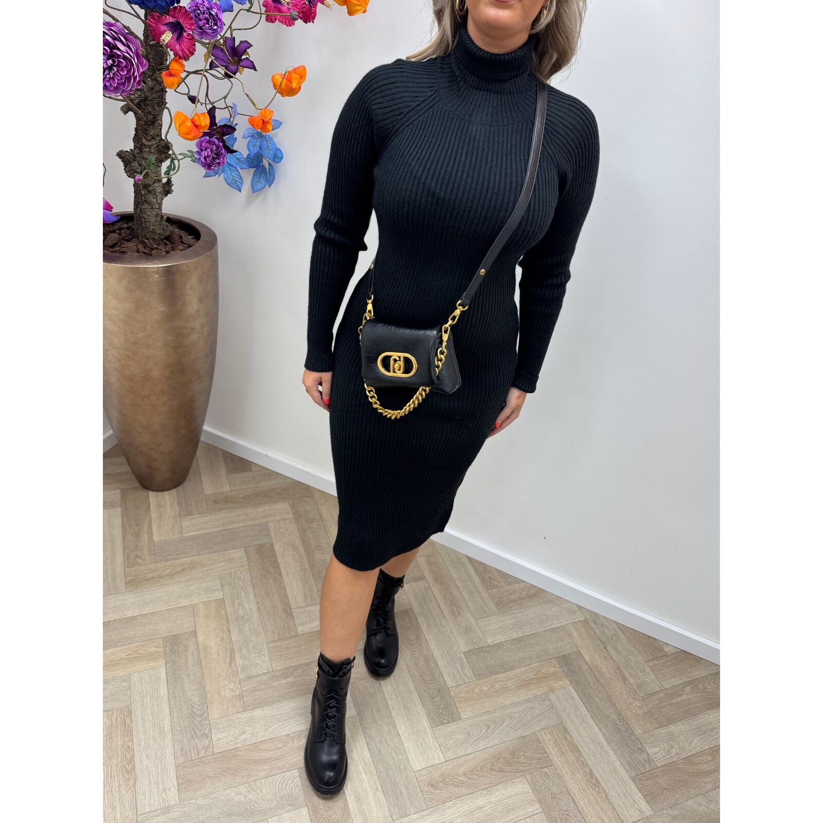 Long col dress black PM8583