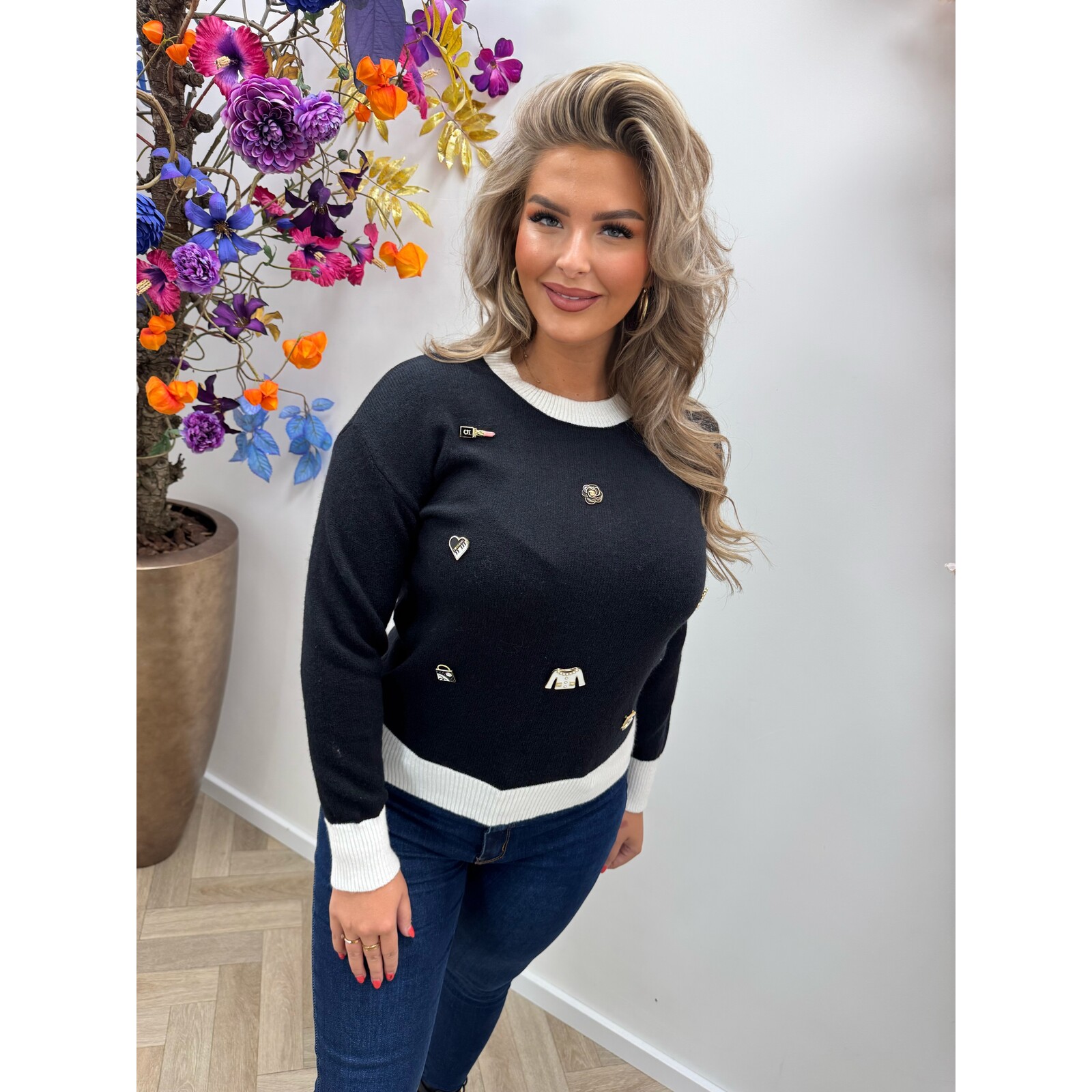 Trui Fashion Broches K5819 Black