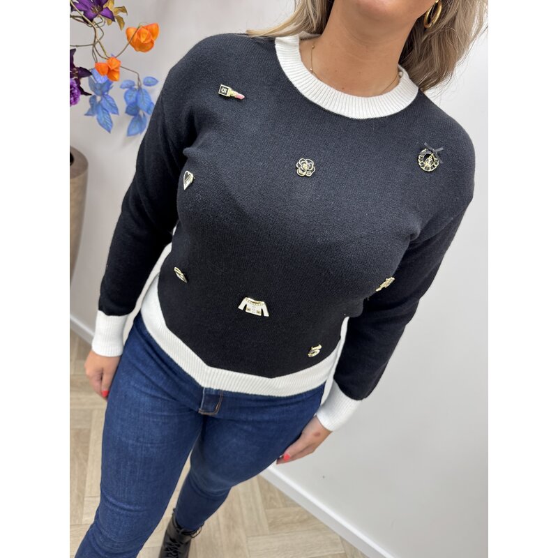 Trui Fashion Broches K5819 Black