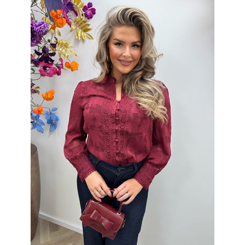 Blouse Flower Lace CH367 Bordeaux