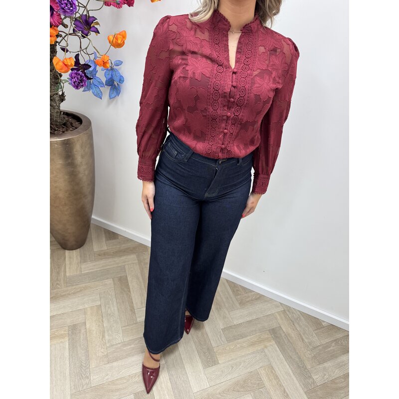 Blouse Flower Lace CH367 Bordeaux