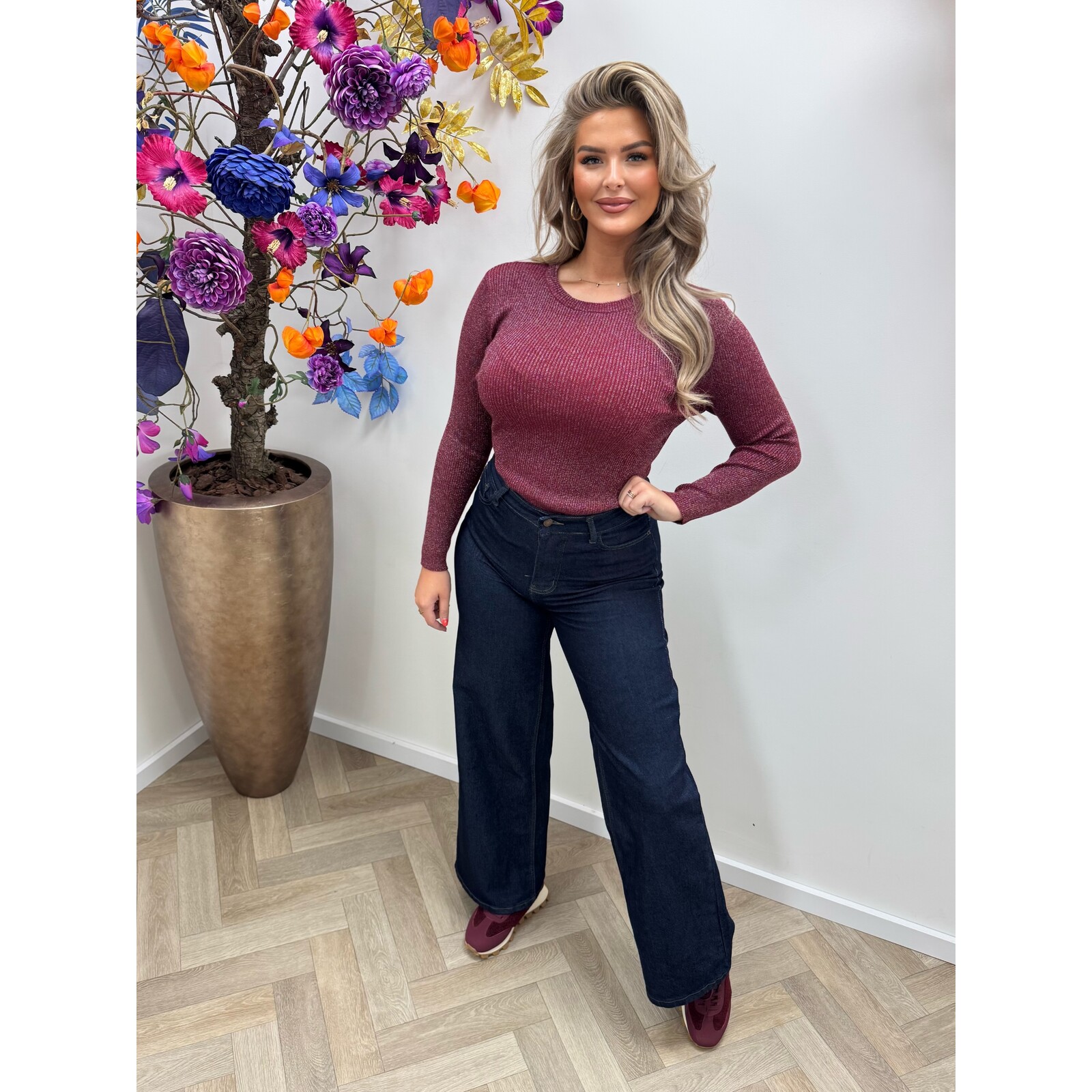 Top Rib Glitter PM9145 Bordeaux