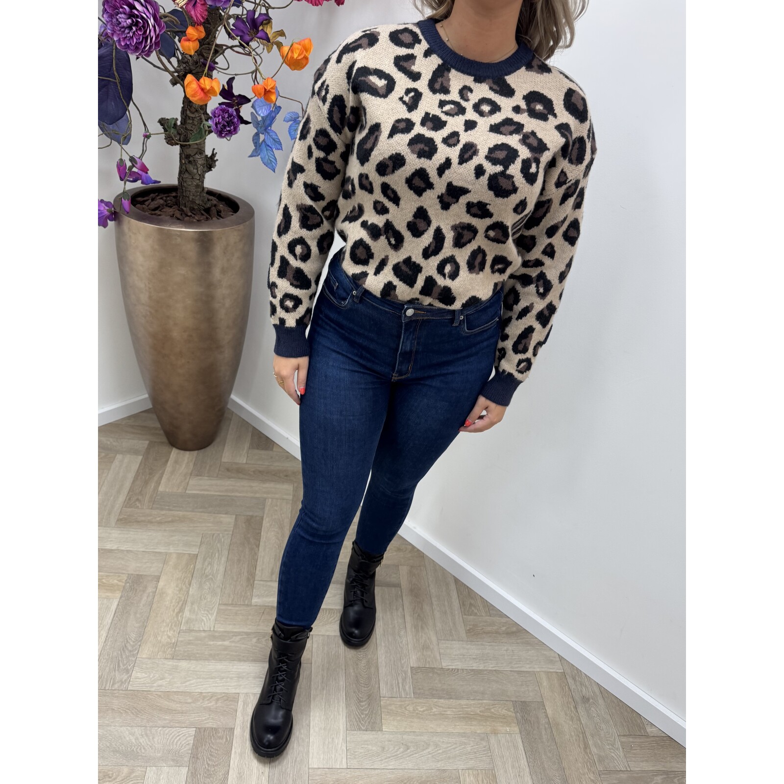 Sweater New York All Leopard AM702 Navy