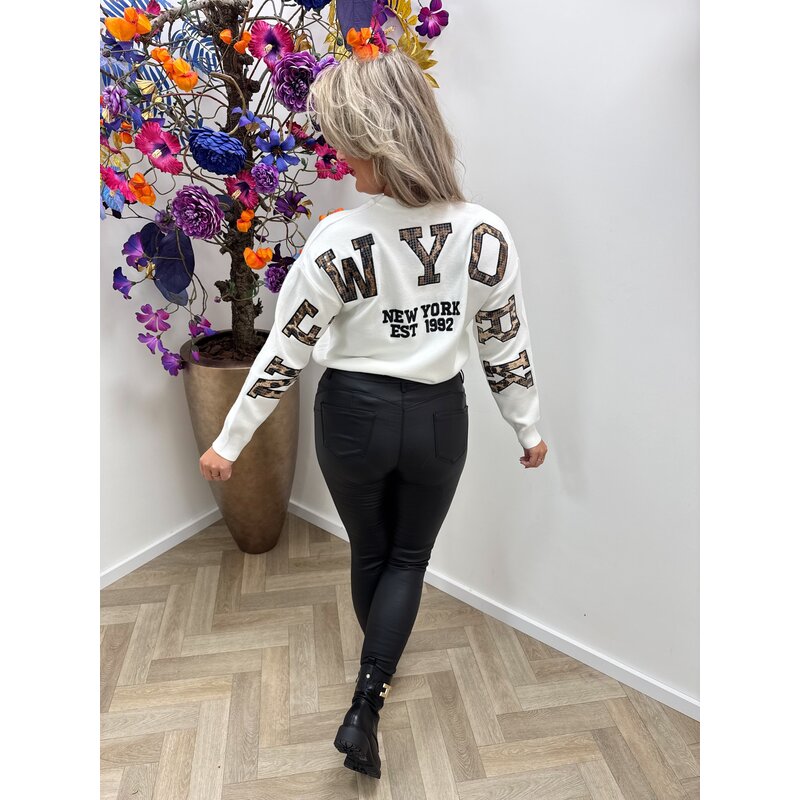 Trui Leopard New  York K5795 White