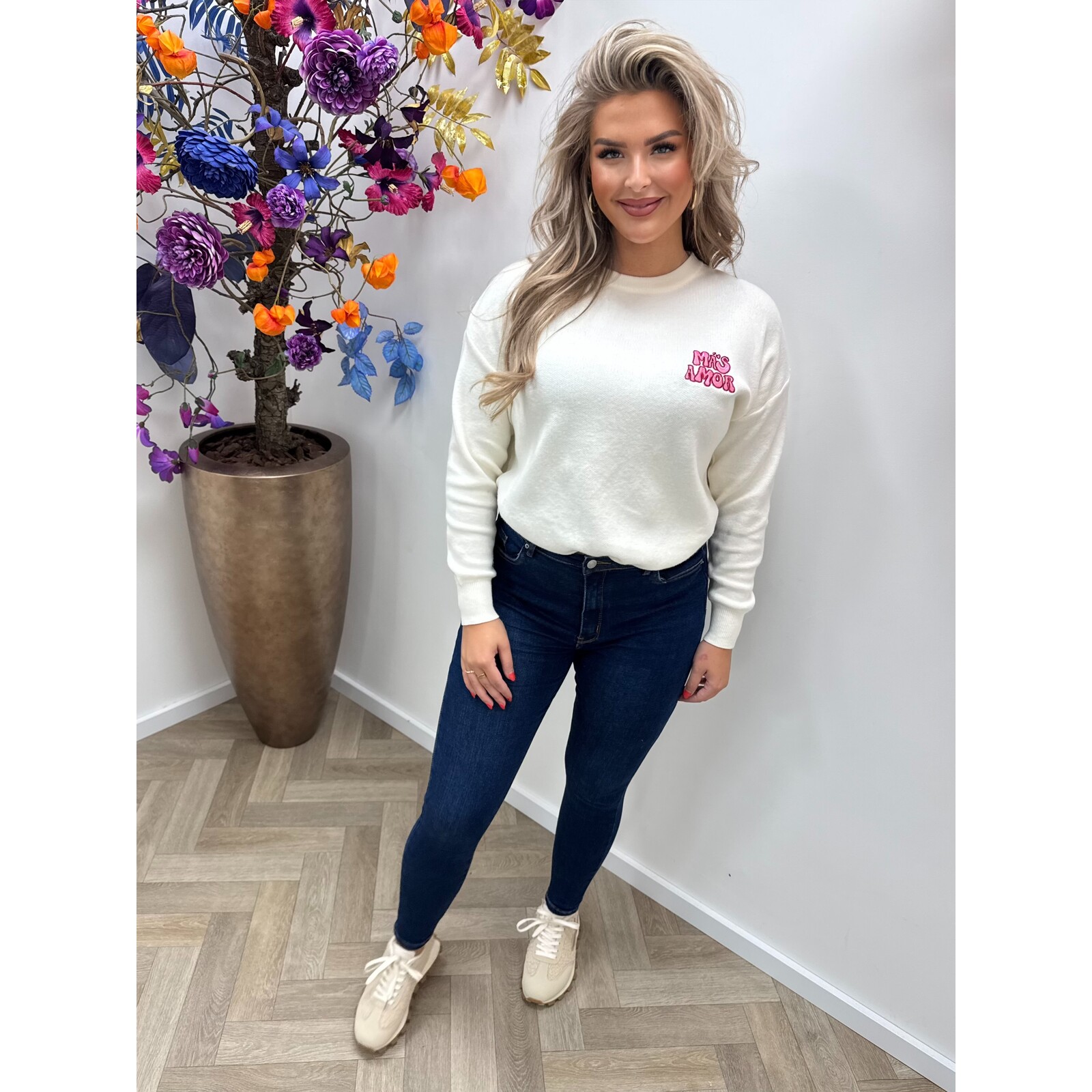 Trui Amor Pink M937 Off White