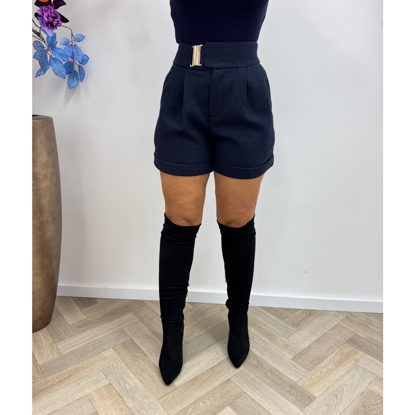 Short Luxury Tweed PC79A Navy