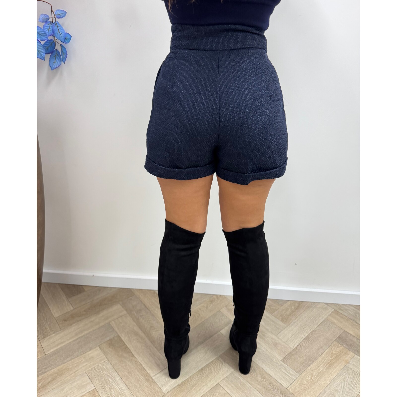 Short Luxury Tweed PC79A Navy