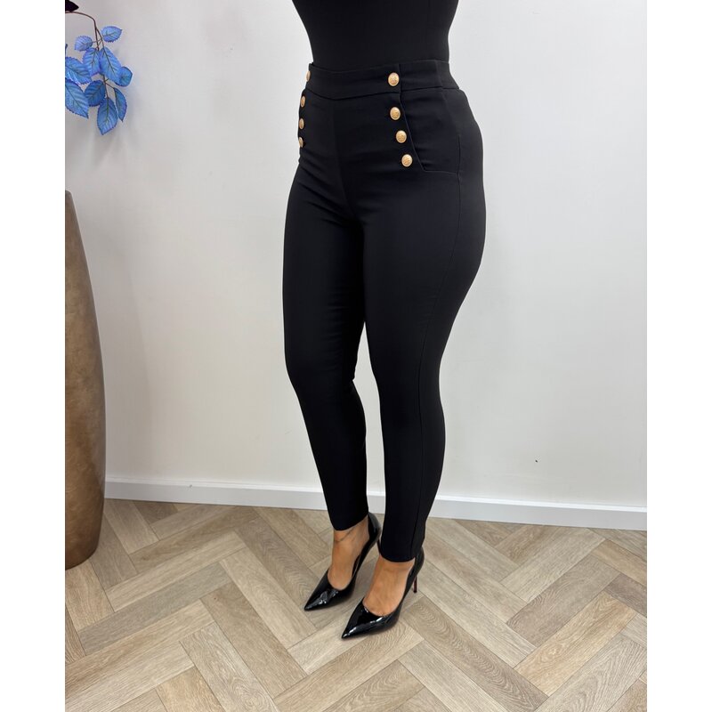 Luxe pants Button Lulumary P104 Black PRE ORDER