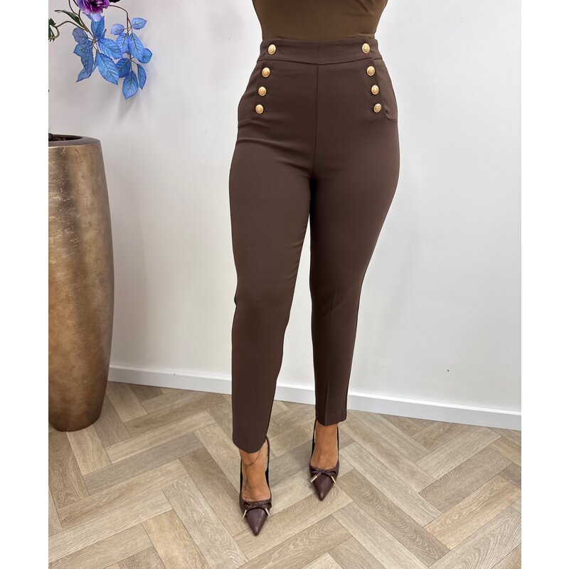 Luxe Pants Button lulumary P104 Choco