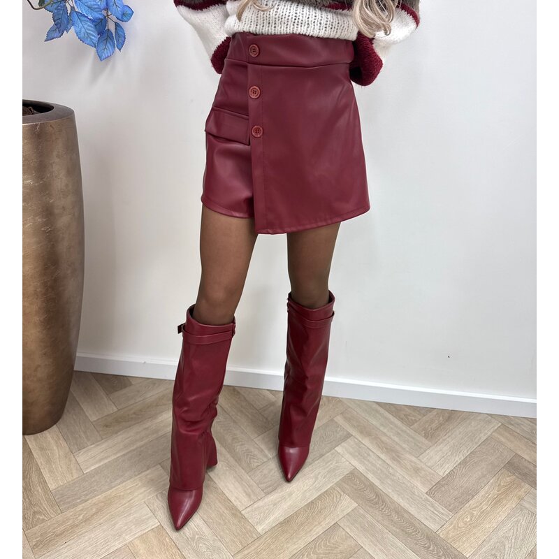 Short Leder Style Bordeaux