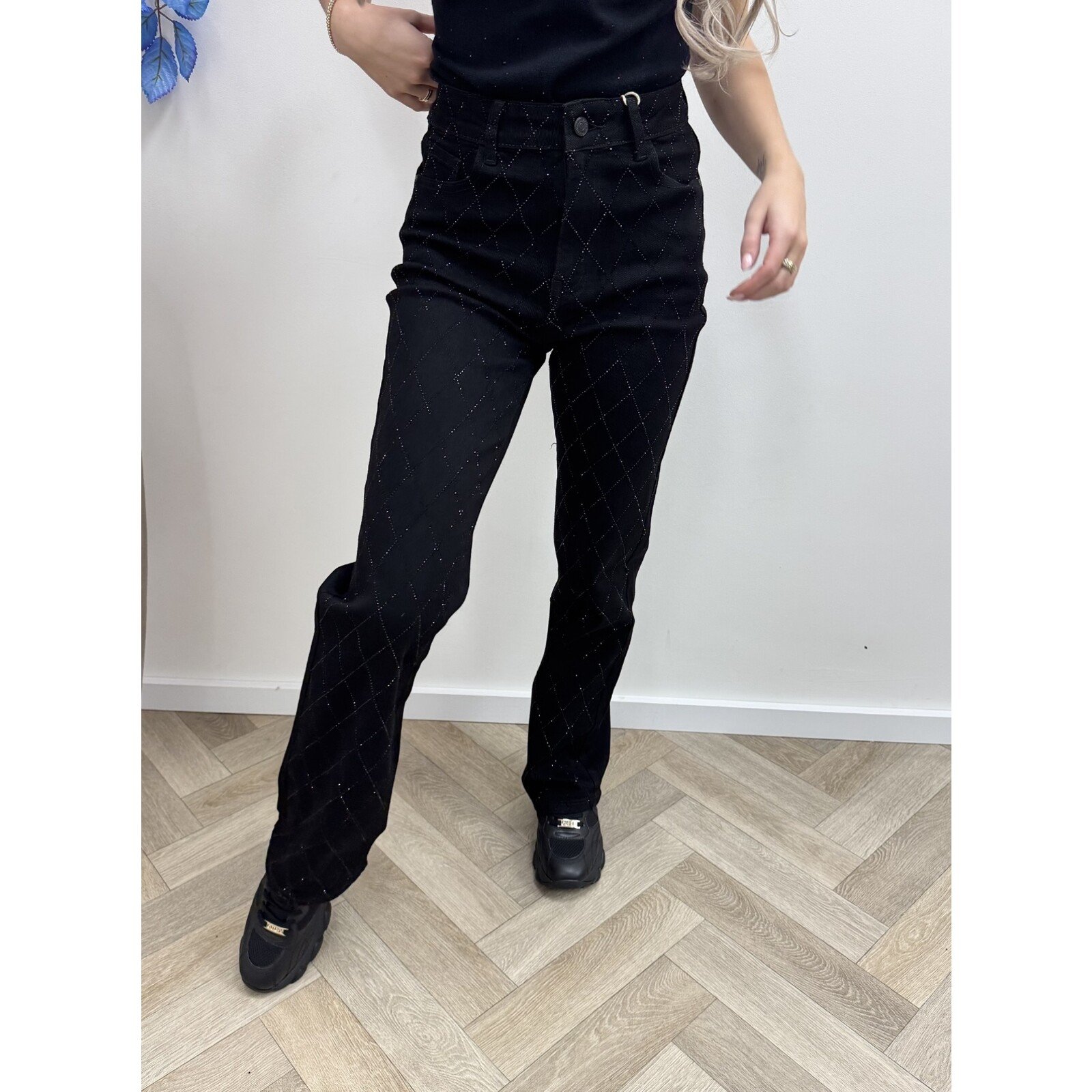 Jeans Folyrose Diamonds black Straight F2021