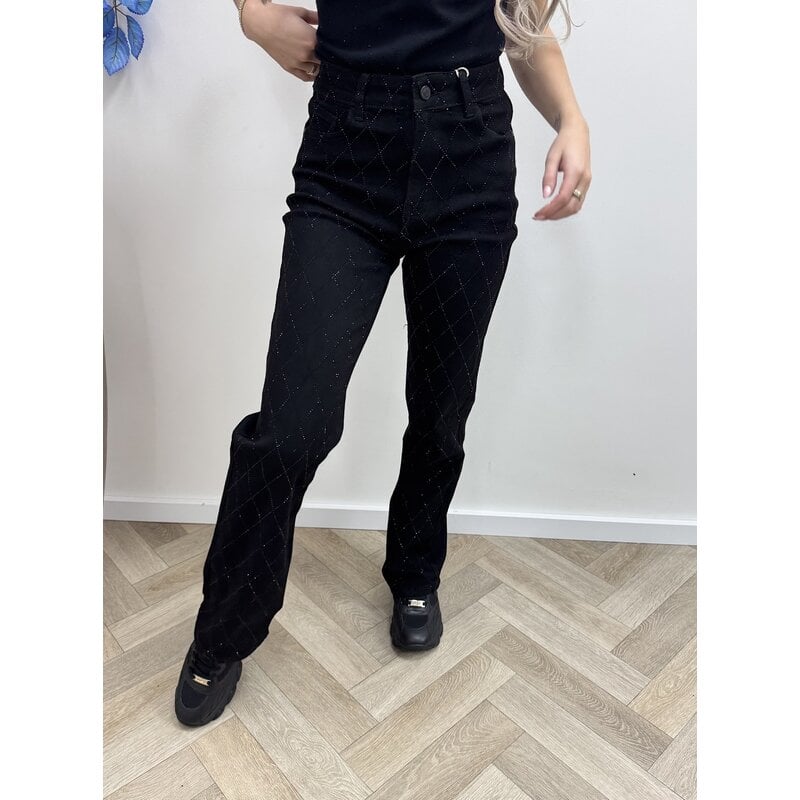 Jeans Folyrose Diamonds black Straight F2021