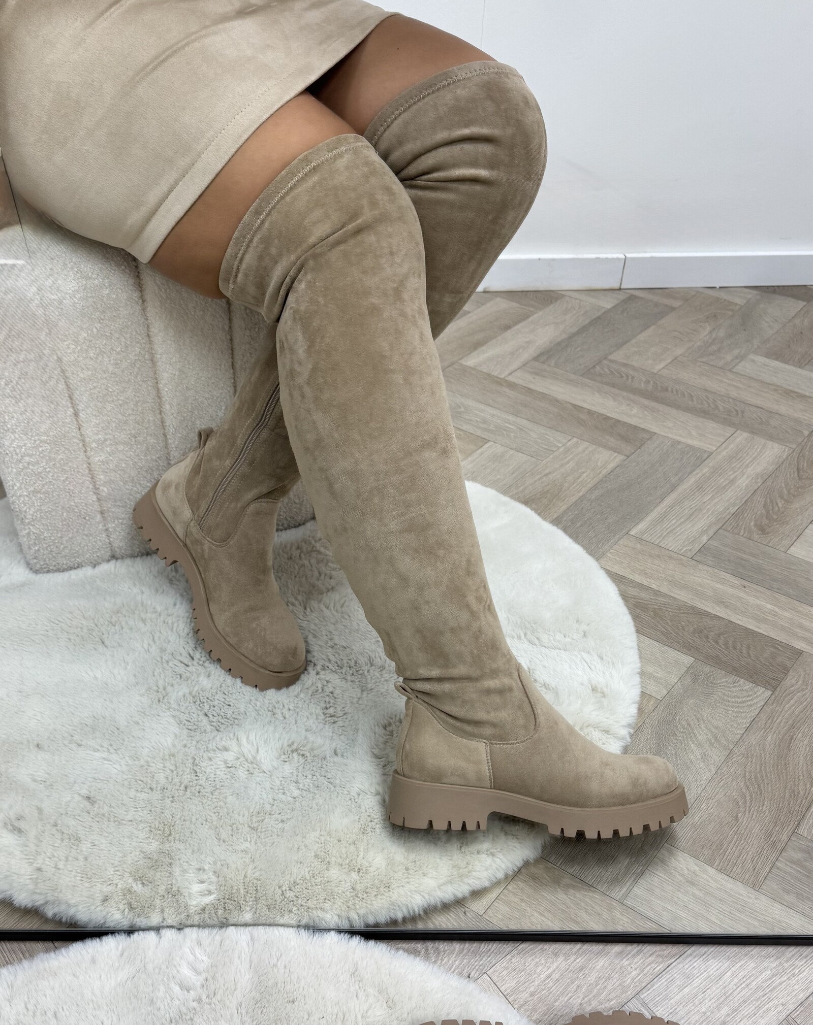 Overknee Boots Macy Suede  Khaki DE339S