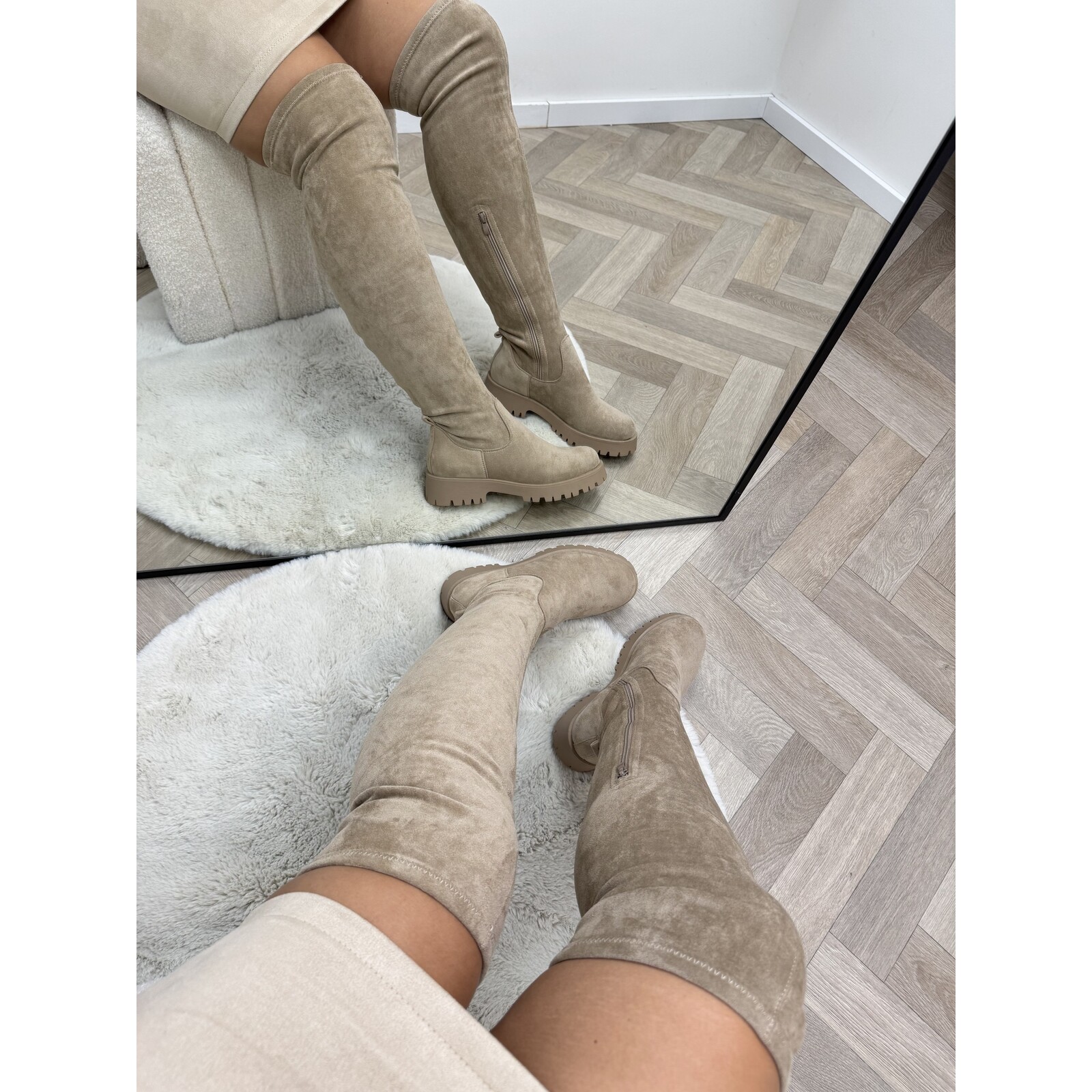 Overknee Boots Macy Suede  Khaki DE339S