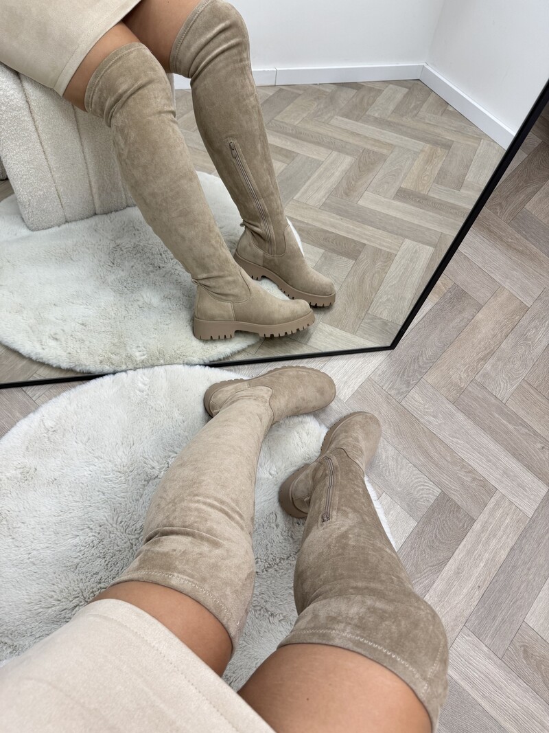 Overknee Boots Macy Suede  Khaki DE339S