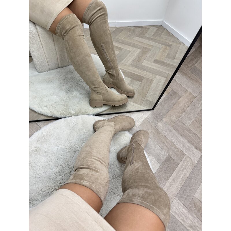 Overknee Boots Macy Suede  Khaki DE339S