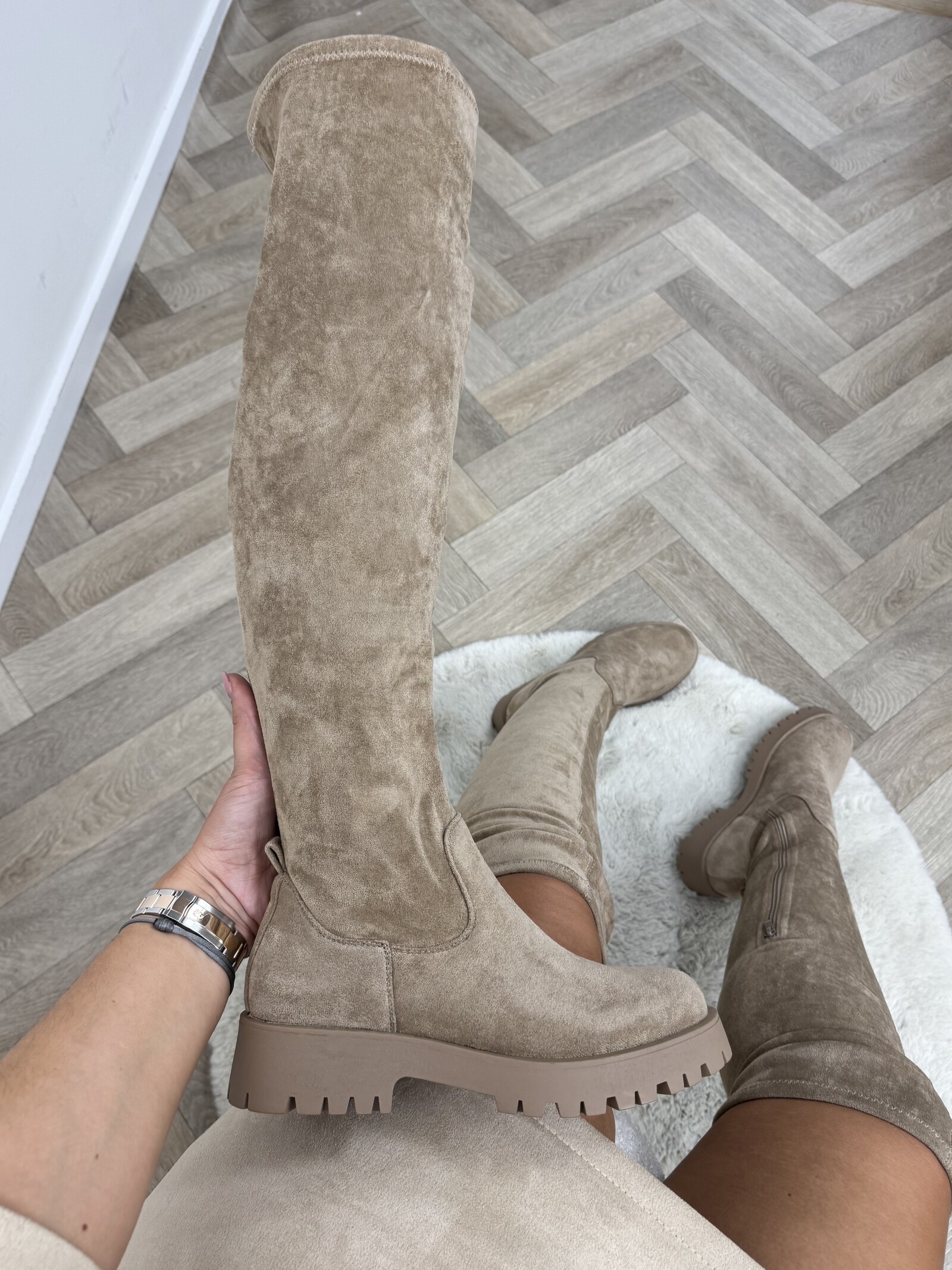 Overknee Boots Macy Suede  Khaki DE339S