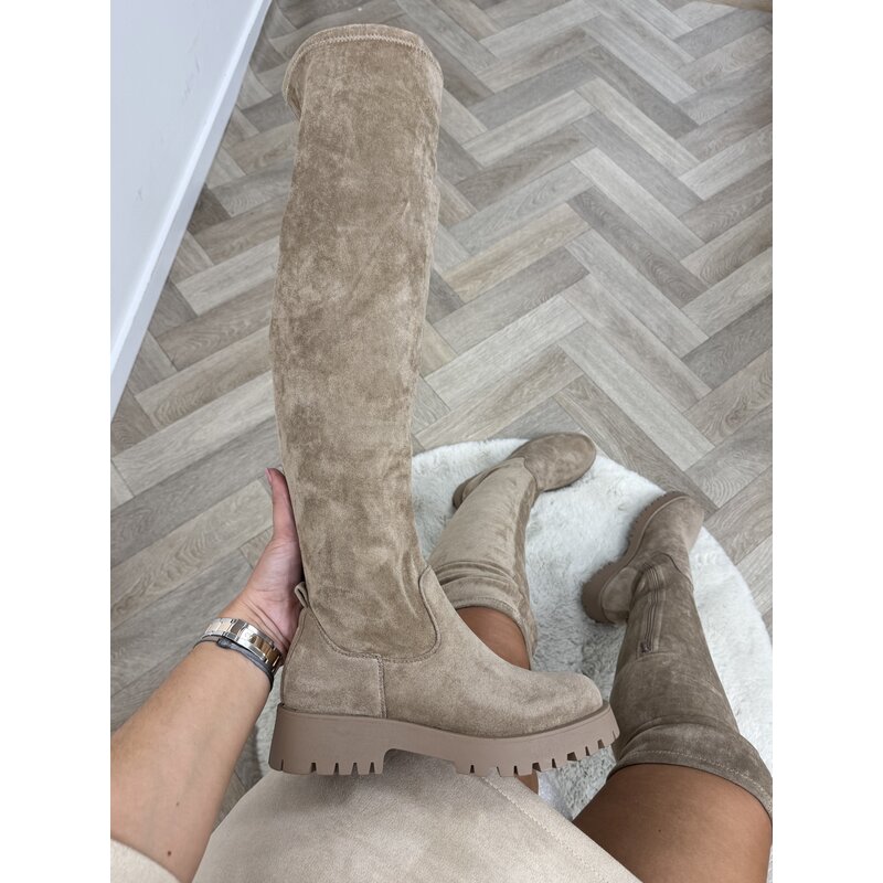Overknee Boots Macy Suede  Khaki DE339S