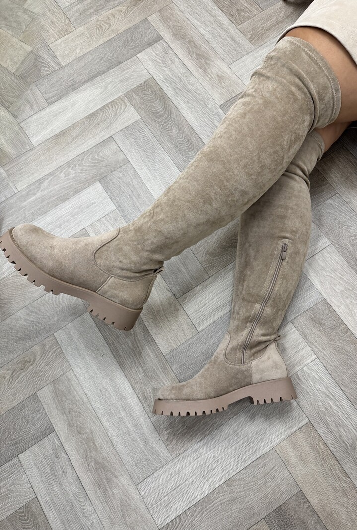 Overknee Boots Macy Suede  Khaki DE339S